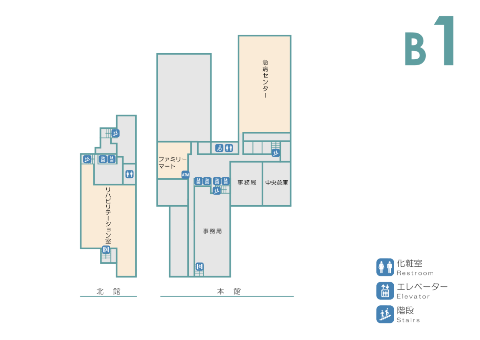 地下1階　急病センター / リハビリテーション室  / コンビニエンスストア