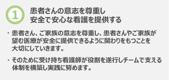 患者さんの意志を尊重し安全で安心な看護を提供する